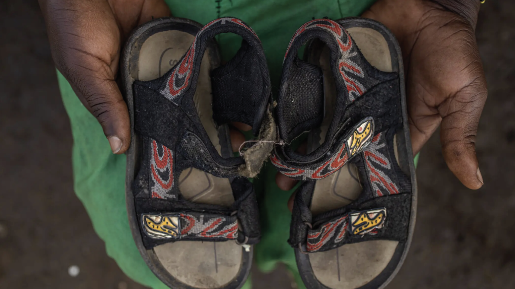 Shoes belonging to Daniella, an 8-year-old who died because medications to treat her typhoid and malaria had run out.